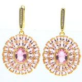 Pink Kunzite CZ 925 Silver Pendant Earrings Set