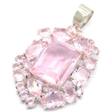 Green Peridot Pink Kunzite Wedding Silver Pendant