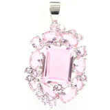 Green Peridot Pink Kunzite Wedding Silver Pendant