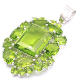 Green Peridot Pink Kunzite Wedding Silver Pendant