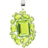 Green Peridot Pink Kunzite Wedding Silver Pendant