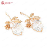 Champagne Brass Glass Rose Flower Connect Charms Pendants