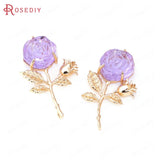 Champagne Brass Glass Rose Flower Connect Charms Pendants