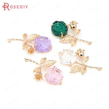 Champagne Brass Glass Rose Flower Connect Charms Pendants