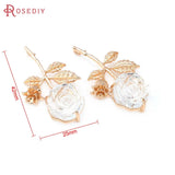 Champagne Brass Glass Rose Flower Connect Charms Pendants