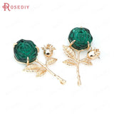 Champagne Brass Glass Rose Flower Connect Charms Pendants