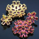 Heart Raspberry Rhodolite Garnet 14k Silver Pendant Earrings