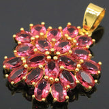 Heart Raspberry Rhodolite Garnet 14k Silver Pendant Earrings