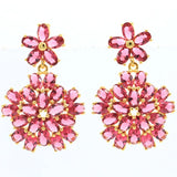 Heart Raspberry Rhodolite Garnet 14k Silver Pendant Earrings