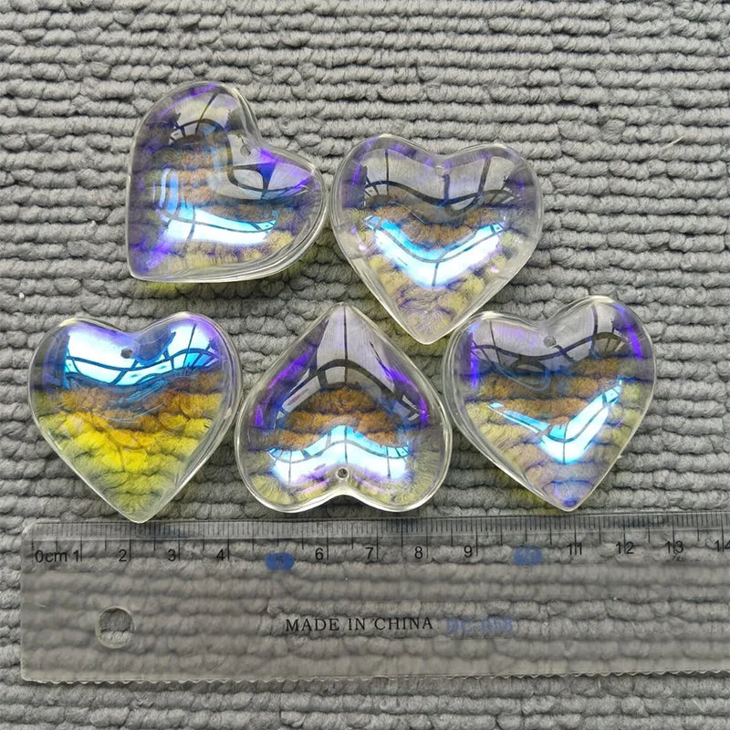 43 MM Heart charm Glass Pendant for DIY Necklace Bracelet 10Pcs