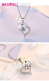 925 Silver Jewelry Set Heart Charms Necklace Earrings