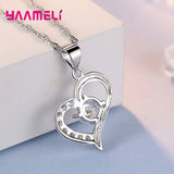 925 Silver Jewelry Sets for Women Wedding, CZ Heart Charms Necklace Earrings