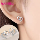 925 Silver Jewelry Sets for Women Wedding, CZ Heart Charms Necklace Earrings