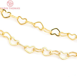 24K Champagne Plated Brass Heart Necklace Chains 2 Meters