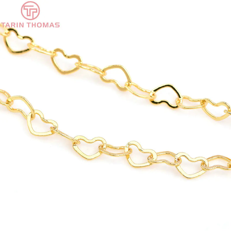24K Champagne Plated Brass Heart Necklace Chains 2 Meters