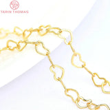 24K Champagne Plated Brass Heart Necklace Chains 2 Meters
