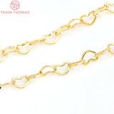 24K Champagne Plated Brass Heart Necklace Chains 2 Meters
