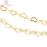 24K Champagne Plated Brass Heart Necklace Chains 2 Meters