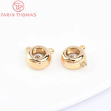 6PCS 7x4MM 24K Gold Brass Zircon Double Hole Charms Pendants DIY Jewelry