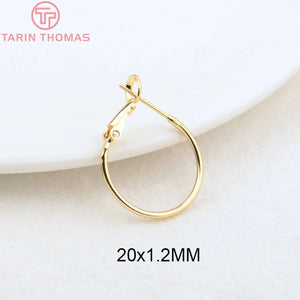 10PCS 20x1.2MM 25x1.2MM Brass Hoop Earring Clip DIY Jewelry Findings