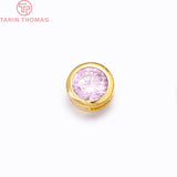 6PCS 24K Plated Brass Zircon Spacer Bracelet Beads Charms