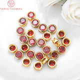 6PCS 24K Plated Brass Zircon Spacer Bracelet Beads Charms