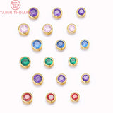 6PCS 24K Plated Brass Zircon Spacer Bracelet Beads Charms