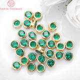 6PCS 24K Plated Brass Zircon Spacer Bracelet Beads Charms