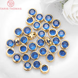 6PCS 24K Plated Brass Zircon Spacer Bracelet Beads Charms