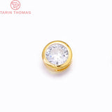 6PCS 24K Plated Brass Zircon Spacer Bracelet Beads Charms