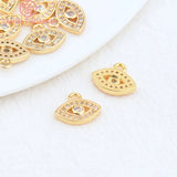 6PCS 7x11.5MM 24K Brass Zircon Eye Charms Pendants