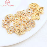 6PCS 7x11.5MM 24K Brass Zircon Eye Charms Pendants