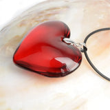 43mm Heart Glass Crystal Bead Necklace Red Pendant for Women