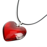 43mm Heart Glass Crystal Bead Necklace Red Pendant for Women