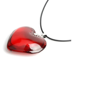 43mm Heart Glass Crystal Bead Necklace Red Pendant for Women