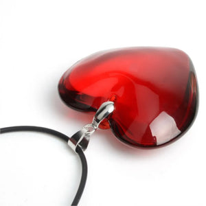 43mm Heart Glass Crystal Bead Necklace Red Pendant for Women