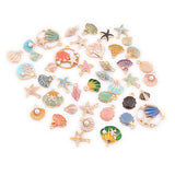 43pcs Enamel Starfish Conch Shell Charms for Jewelry Making