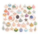 43pcs Enamel Starfish Conch Shell Charms for Jewelry Making
