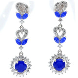 Red Ruby Sapphire Pink Kunzite CZ Silver Earrings