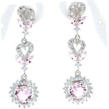 Red Ruby Sapphire Pink Kunzite CZ Silver Earrings