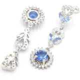 Real Red Ruby Created Violet Tanzanite CZ Silver Earrings
