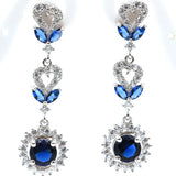 Real Red Ruby Created Violet Tanzanite CZ Silver Earrings
