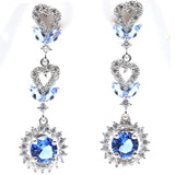 Real Red Ruby Created Violet Tanzanite CZ Silver Earrings