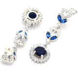 Real Red Ruby Created Violet Tanzanite CZ Silver Earrings