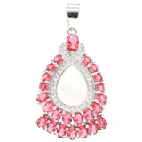 Green Peridot Pink Rhodolite Garnet CZ 925 Silver Pendant