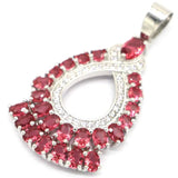 Green Peridot Pink Rhodolite Garnet CZ 925 Silver Pendant