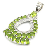 Green Peridot Pink Rhodolite Garnet CZ 925 Silver Pendant