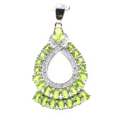 Green Peridot Pink Rhodolite Garnet CZ 925 Silver Pendant