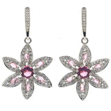 Golden Citrine Pink Tourmaline CZ 925 Silver Earrings