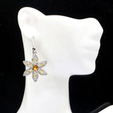 Golden Citrine Pink Tourmaline CZ 925 Silver Earrings